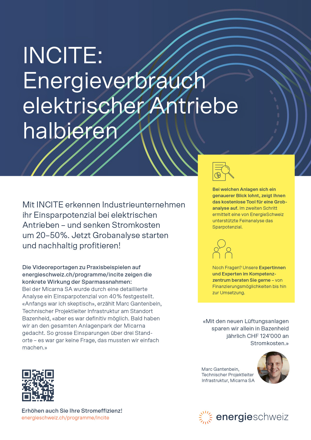 Unternehmen für Effizienzmassnahmen bei elektrischen Motoren und Antrieben sensibilisieren.