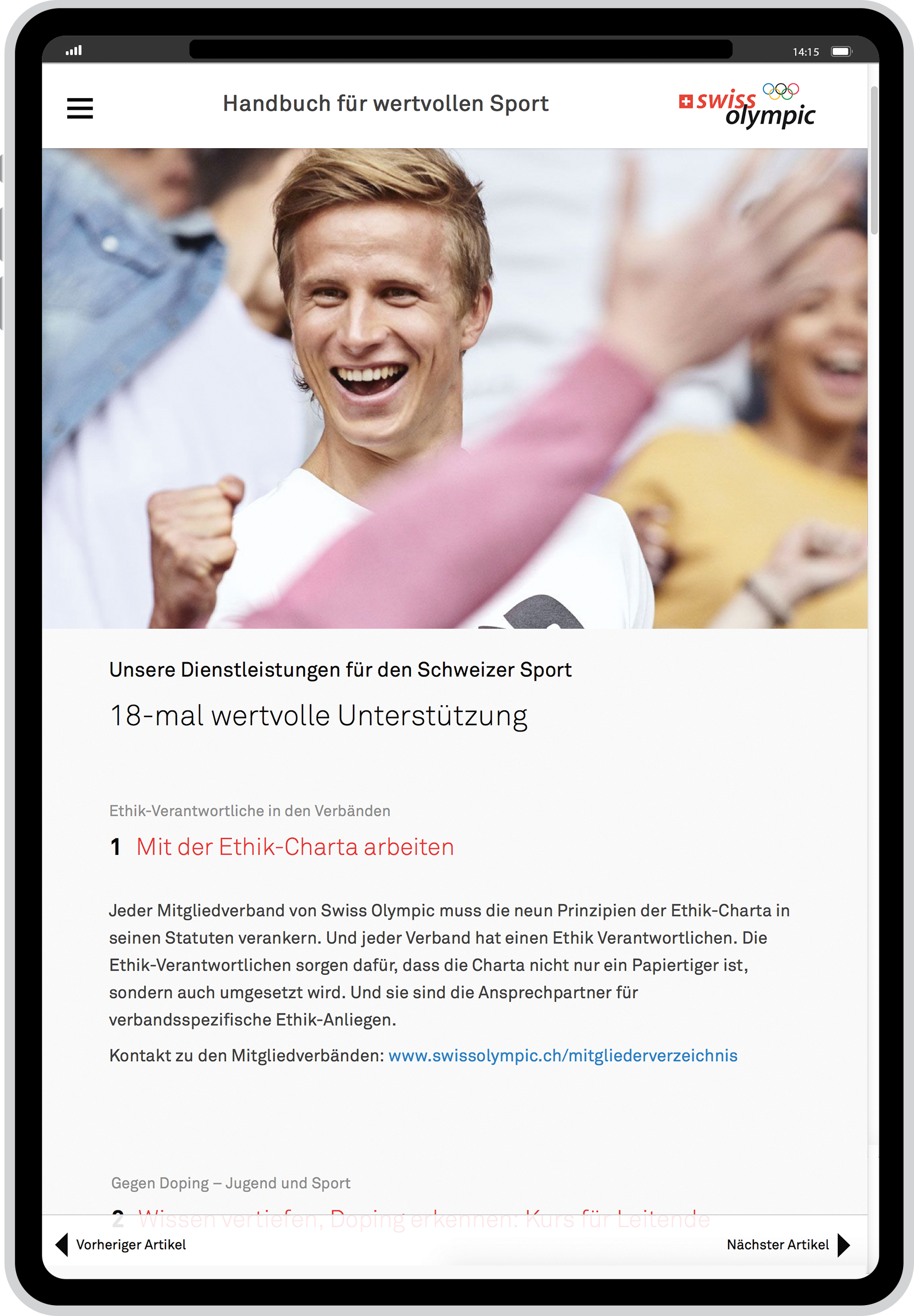 Ethik-Charta für den Schweizer Sport überraschend platzieren.