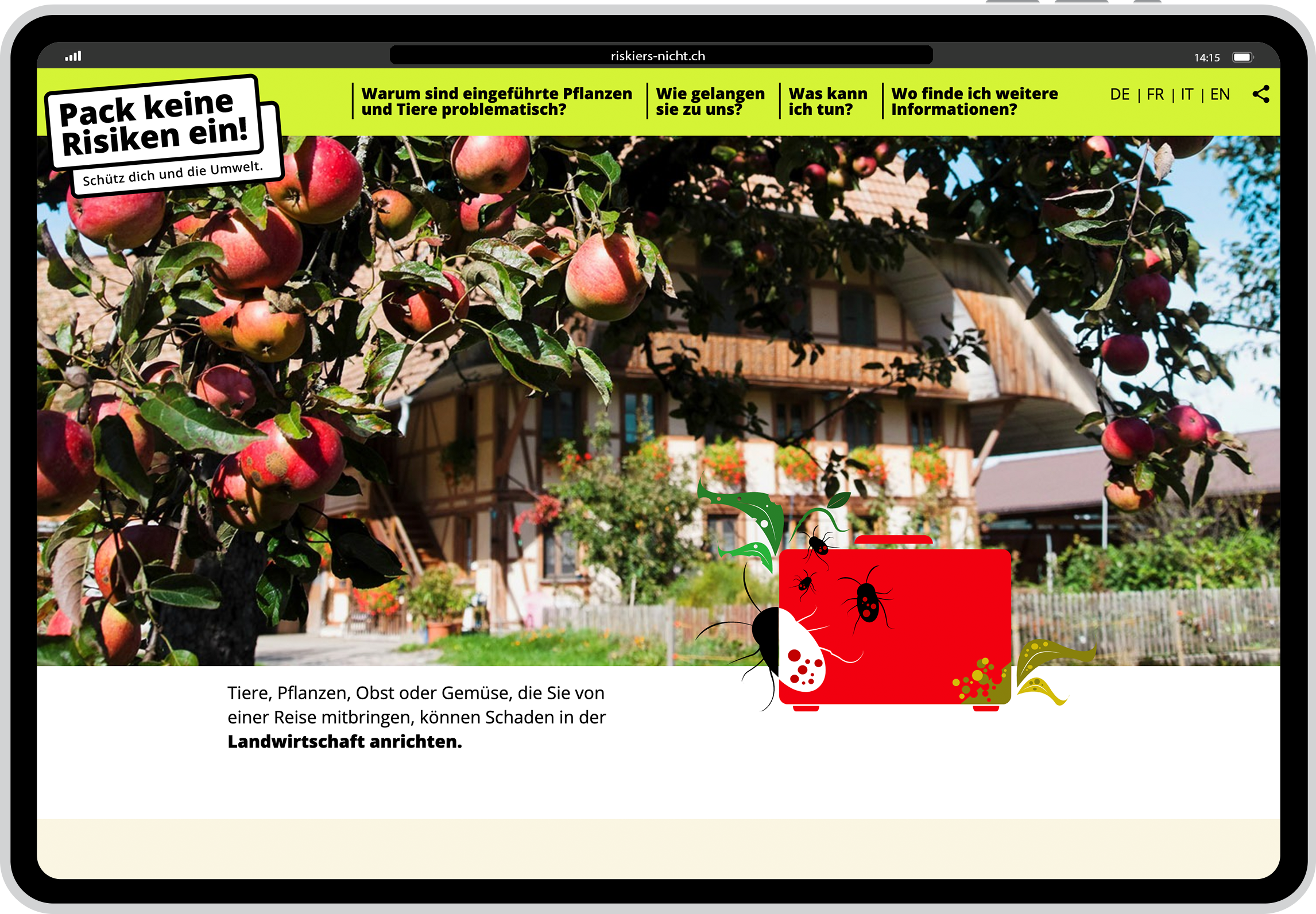 Auf die Risiken lebender Souvenirs aufmerksam machen.